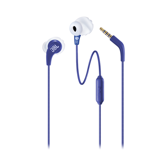 JBL Endurance RUN - Blue - Sweatproof Wired Sport In-Ear Headphones - Detailshot 1