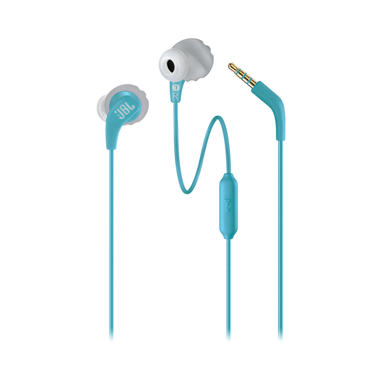 JBL Endurance RUN - Teal - Sweatproof Wired Sport In-Ear Headphones - Detailshot 1