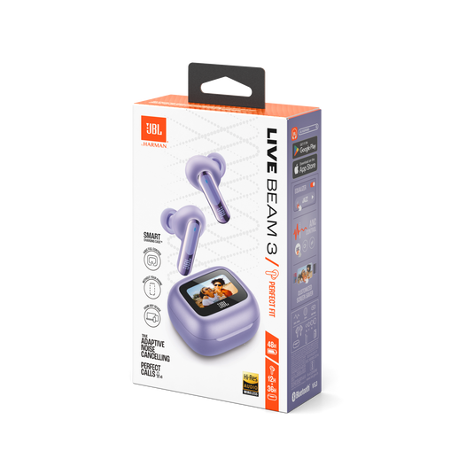 JBL Live Beam 3 - Purple - True wireless noise-cancelling closed-stick earbuds - Detailshot 15 image number null